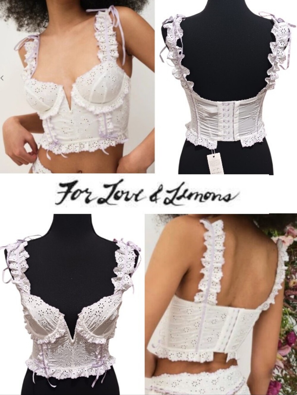 For Love & Lemons Swirl Eyelet Bustier Lilac